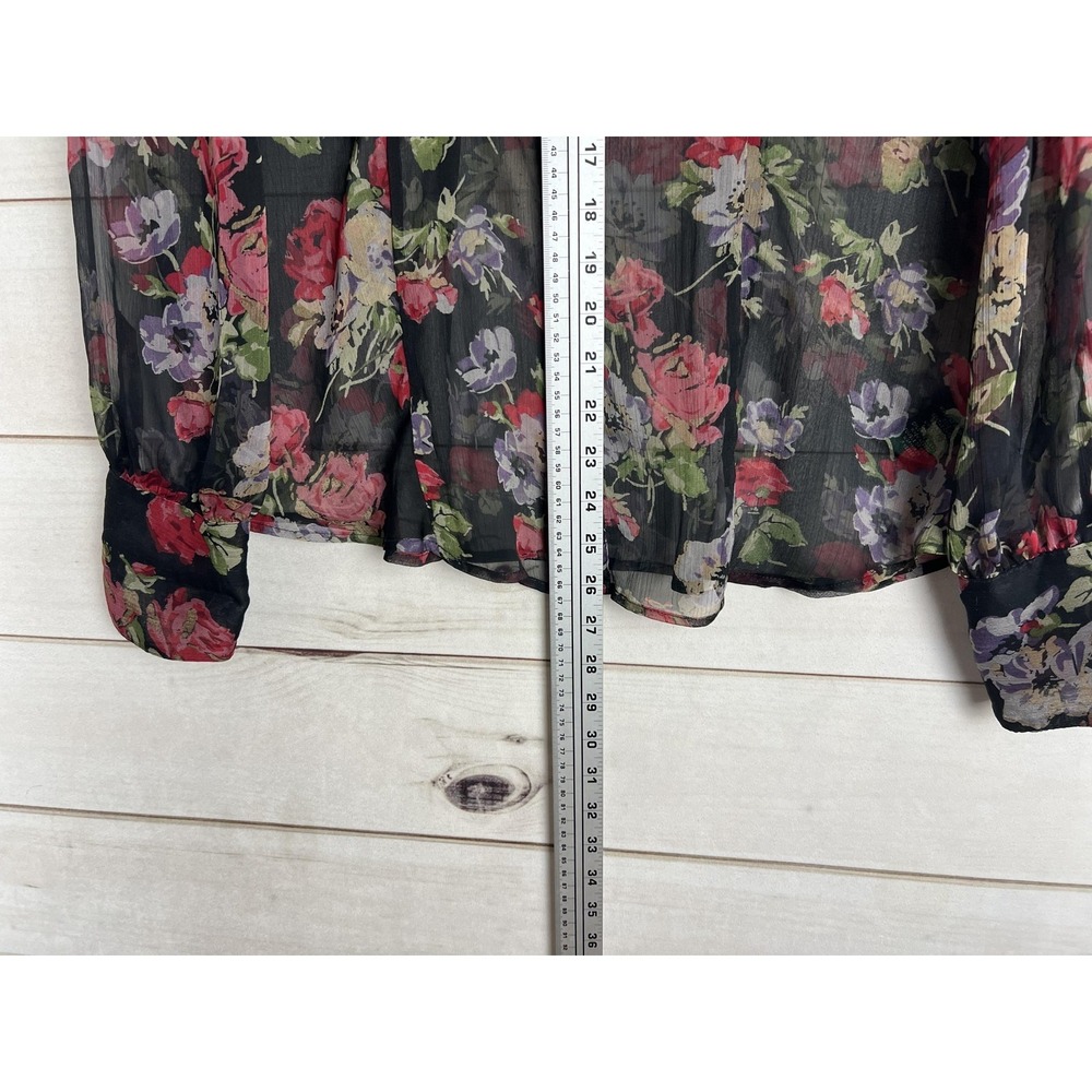 Lauren Ralph Lauren Blouse Skirt Set Womens Medium Floral Sheer Ruffle Whimiscal - Picture 5 of 13